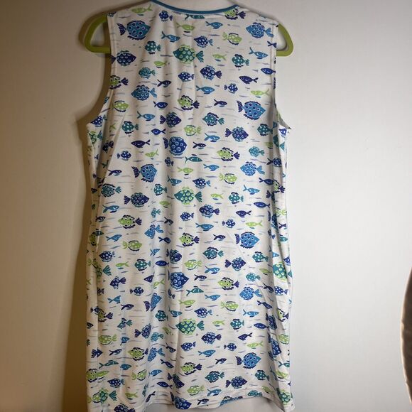 Tropical Escape Vintage Fish Sleeveless Collared Zip Front Coverup Dress large - Picture 7 of 7